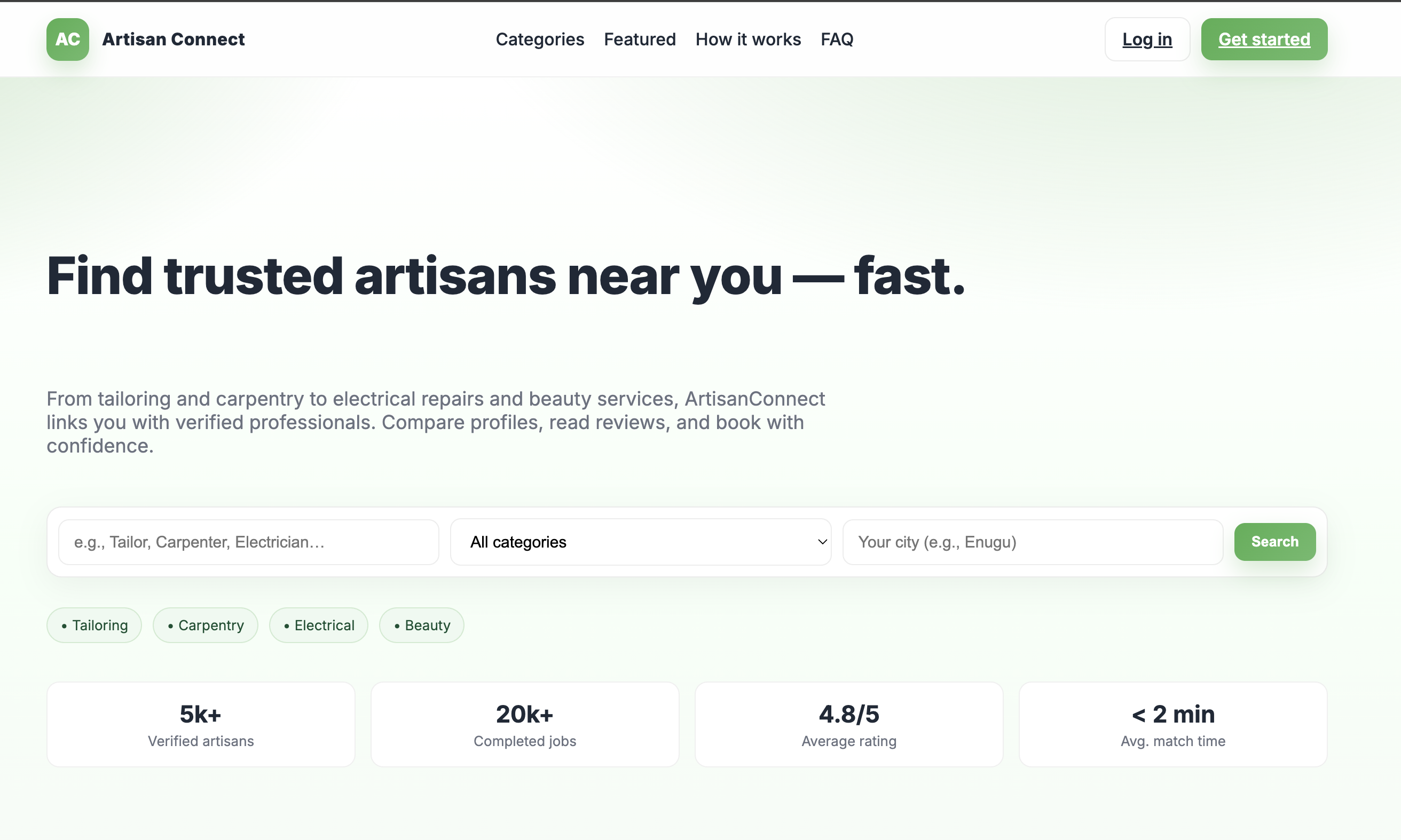 ArtisanConnect website preview