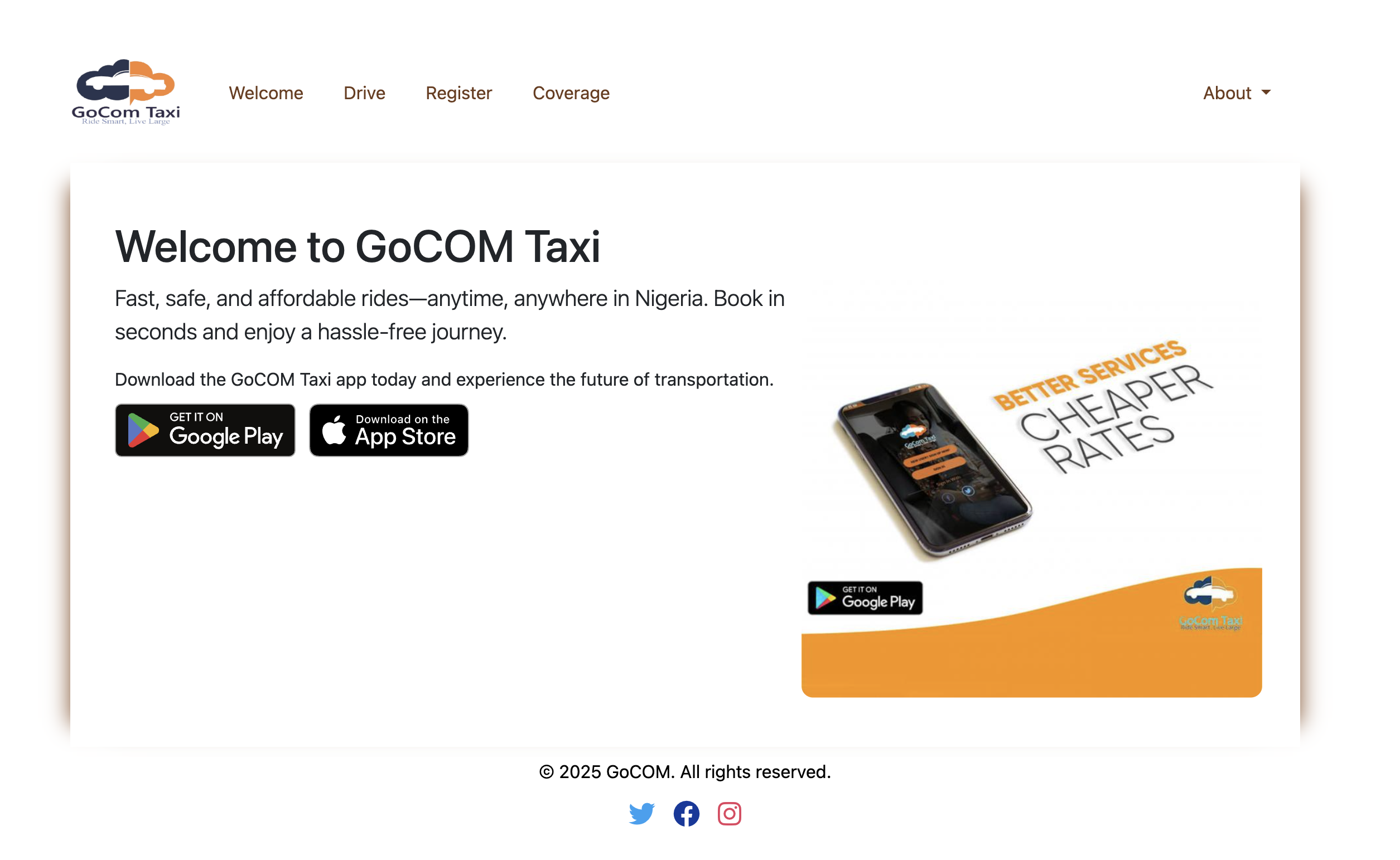 GoCOM Taxi website preview
